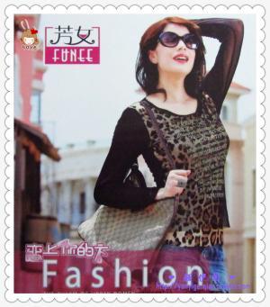 【颜伊阁淘宝店】江浙沪包邮！！！芳女 豹纹网纱 女士时尚T恤 打底衫。详见⑴