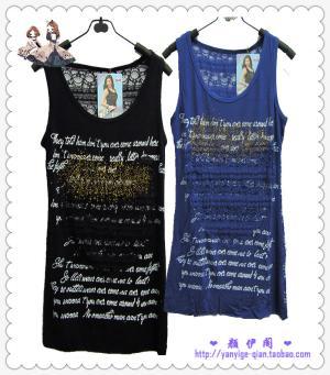 【颜伊阁淘宝店】春季新品 芳女 贴花 镂空蕾丝 百搭背心/无袖T恤。江浙沪一件包邮！！！详见⑴